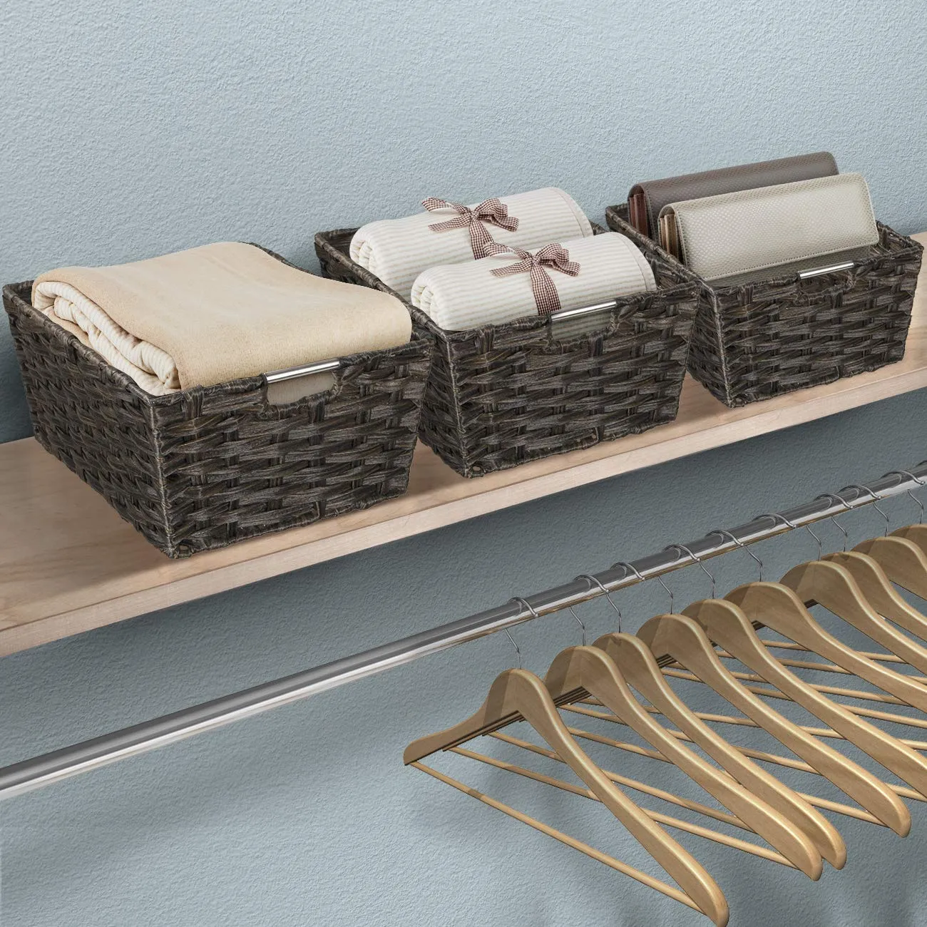 Stackable Weave Basket Bins (Set of 3)