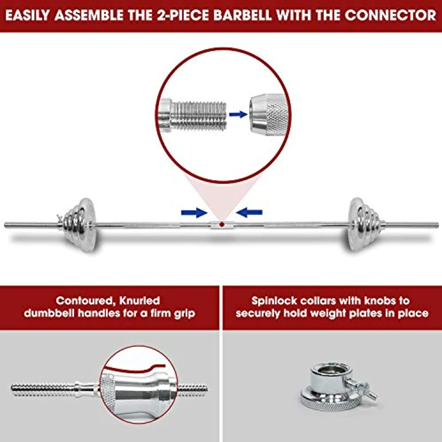STOZM Dumbbell Set 110lbs Chrome and Paint Coated with Carry Case – Versatile Chrome Dumbbell Set with Barbell, Connector, 20 Weight Plates, 2 Dumbbell Handles & 6 Collars