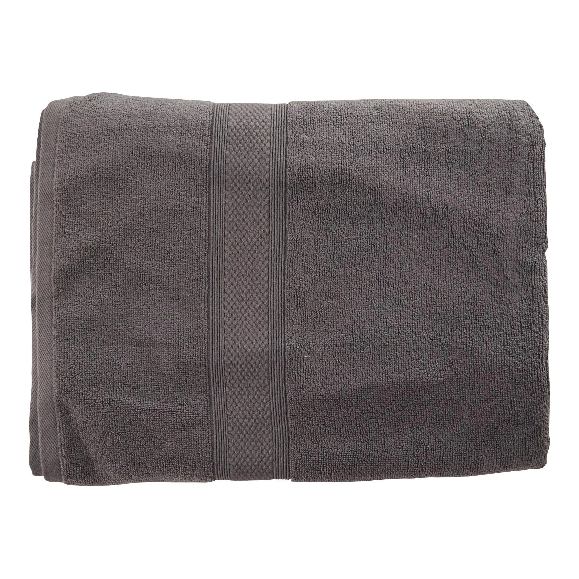 Texmade Premium Super-Absorbent Cotton Bath Sheet, Double Sided Dobby Striped, Charcoal, 64-in