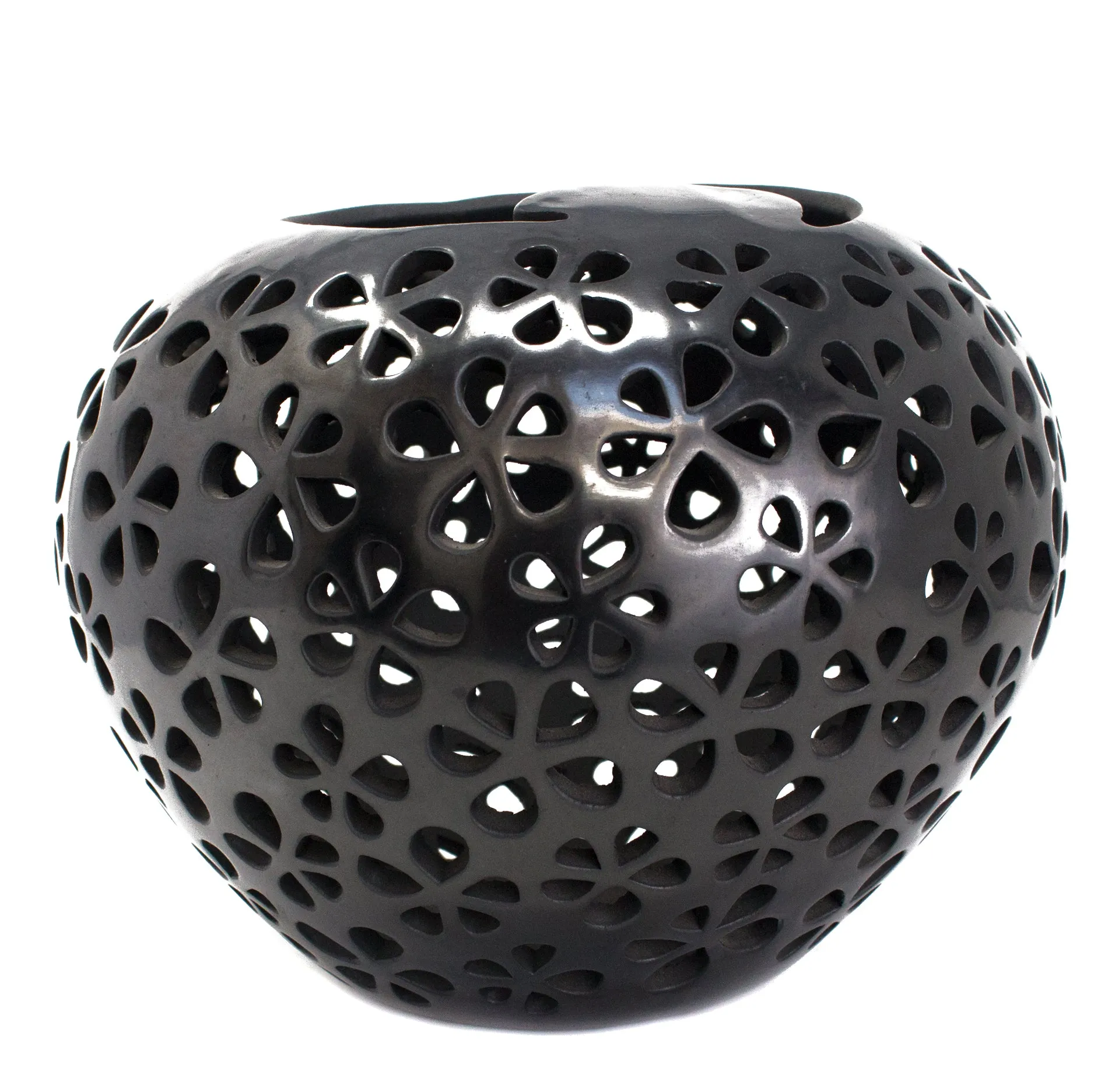 Thousand Petals Glossy Sphere, Black Clay