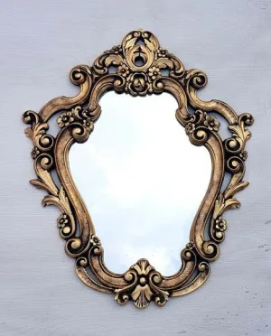 TOUCH WOOD HANDICRAFT Wall Mirror Frame, Wooden Mirror Frame for Home, Vintage Look Frame, Hand Carved Design Frame, Wooden Mirror Jharokha, Black Gold Color, 3x2 Feet, Without Mirror (Black And Gold)