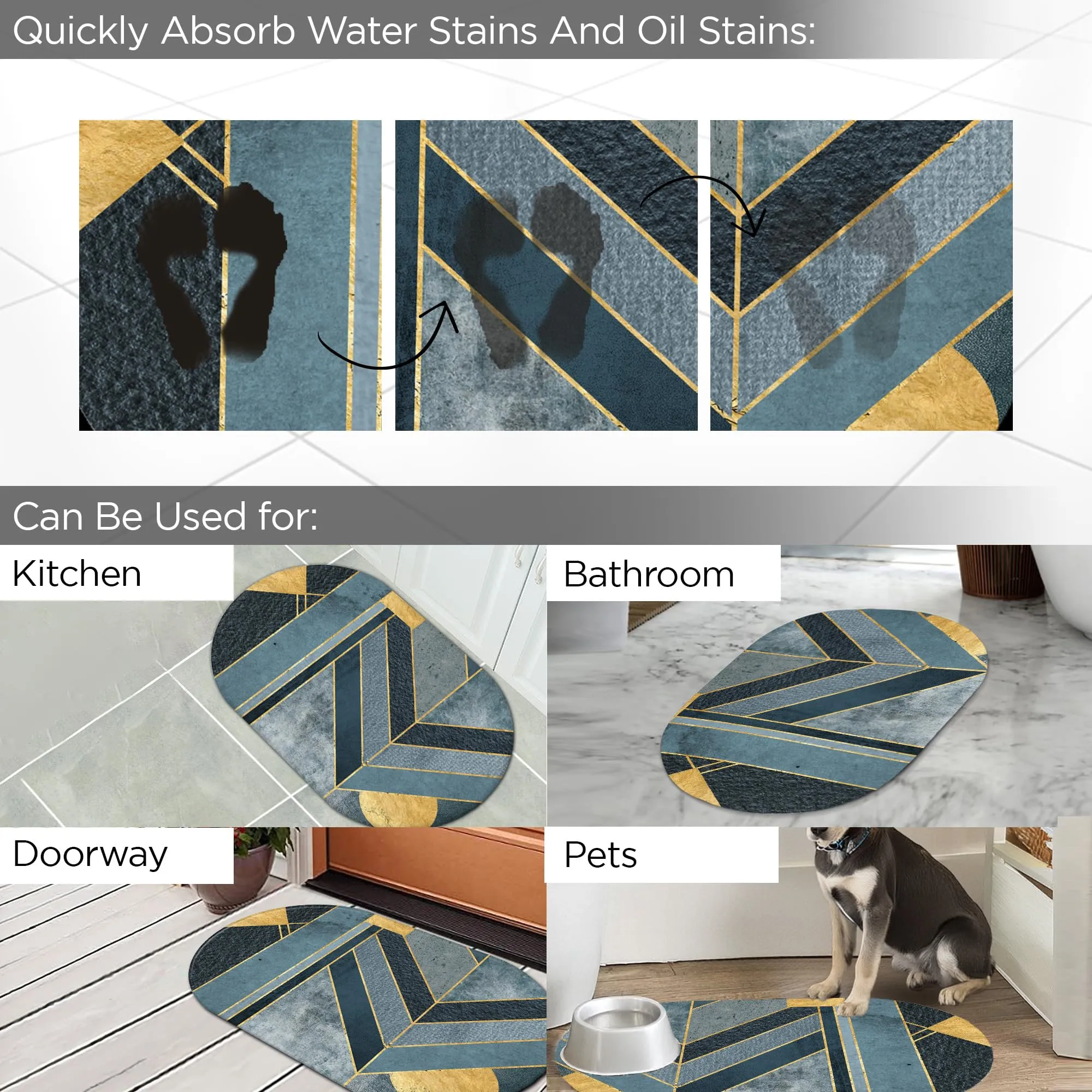 UMAI Polyester Non-woven Felt Bathroom Mat (40*60cm) Bath Mat | Anti Skid Mat for Bathroom Floor | Bathroom Accessories | Bathroom Mats Water Soak | Non Slip Mat for Bathroom | Floor Mat (Multicolour)