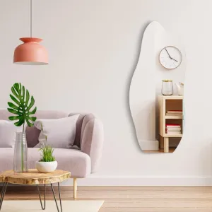 VENETIAN IMAGE Asymmetrical Mirror, Decorative Irregular Frameless Mirror for Foyer Area, Hallway Entry, Home Decor (Black, 46x26)