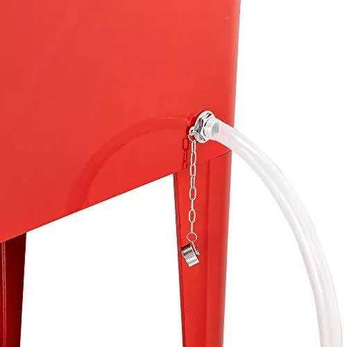 VINGLI 80 Quart Rolling Ice Chest on Wheels, Portable Patio Party Bar Drink Cooler Cart, with Shelf, Beverage Pool with Bottle Opener,Water Pipe and Cover (Red)