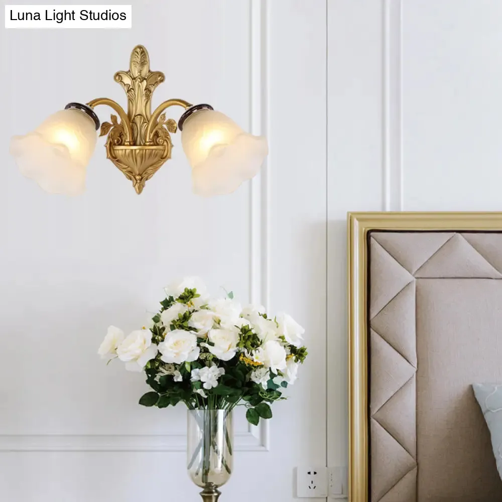 Vintage Milk Glass Wall Sconce - Stylish 1/2-Head Hallway Lamp in Brass
