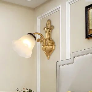 Vintage Milk Glass Wall Sconce - Stylish 1/2-Head Hallway Lamp in Brass