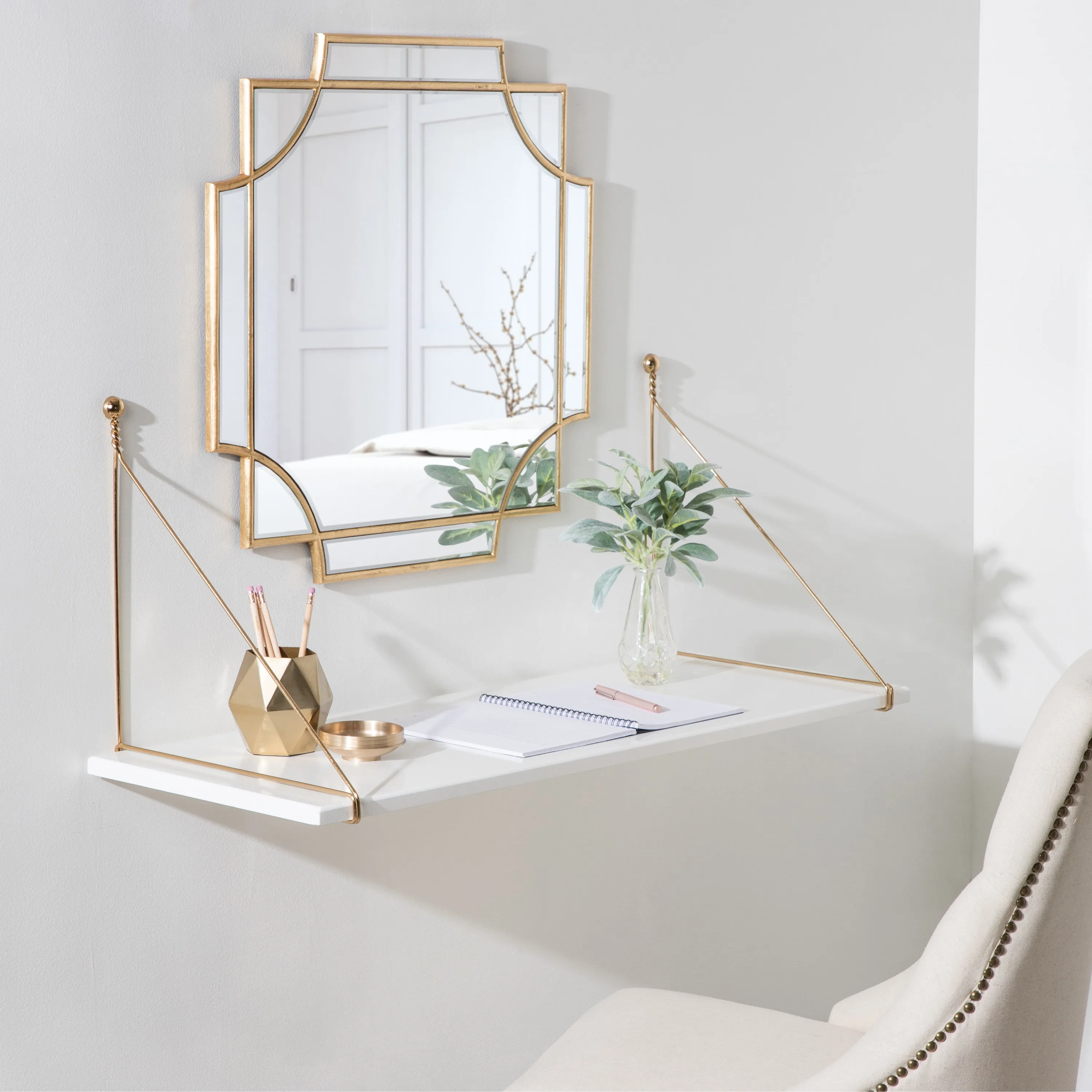 Vista Wall Mounted Wooden Desk Shelf