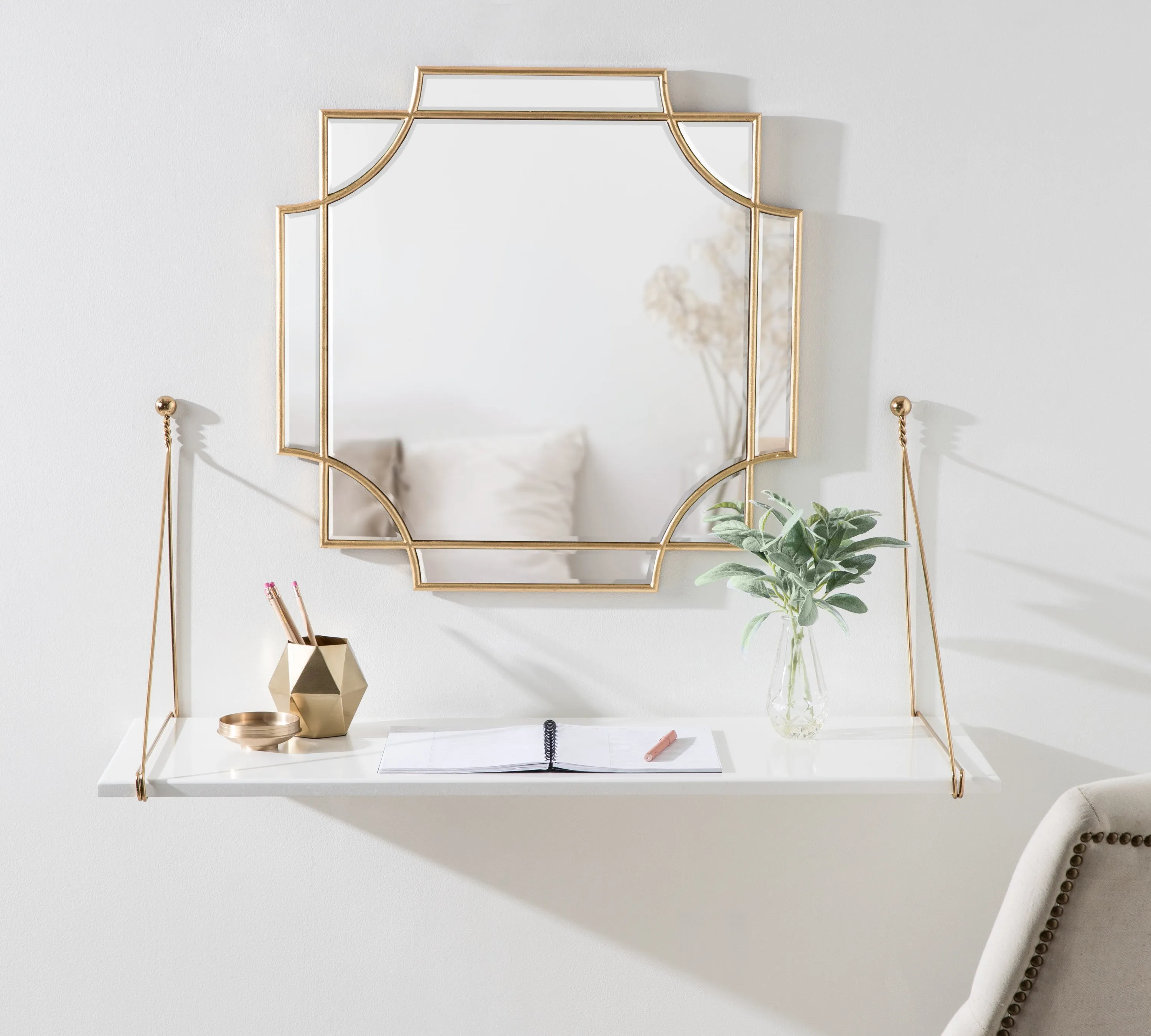 Vista Wall Mounted Wooden Desk Shelf