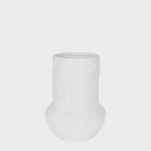 Wide Neck White Textured Vase