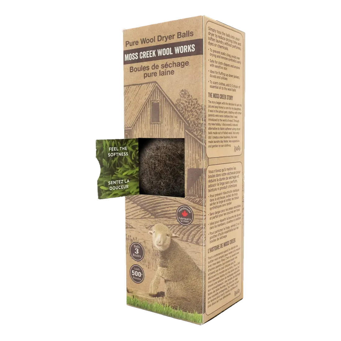 Wool Dryer Balls - All Natural- 100% Wool - Box of 3