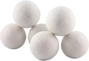 Wool Dryer Balls - Natural Eco Fabric Softener - Eliminates Wrinkles & Reduces Static (6 Pack)