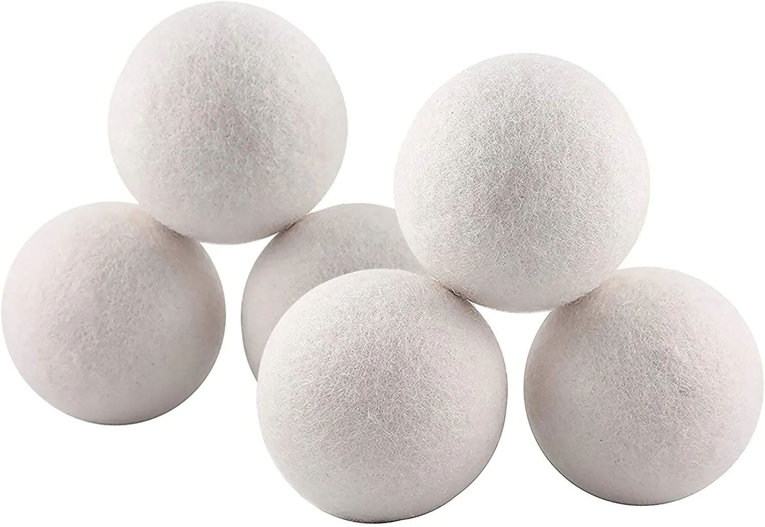 Wool Dryer Balls - Natural Eco Fabric Softener - Eliminates Wrinkles & Reduces Static (6 Pack)