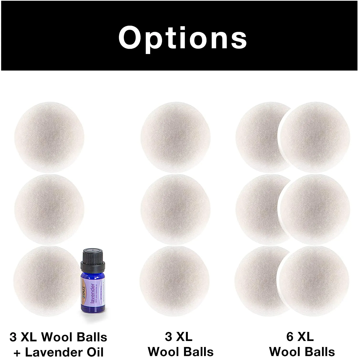 Wool Dryer Balls - Natural Eco Fabric Softener - Eliminates Wrinkles & Reduces Static (6 Pack)