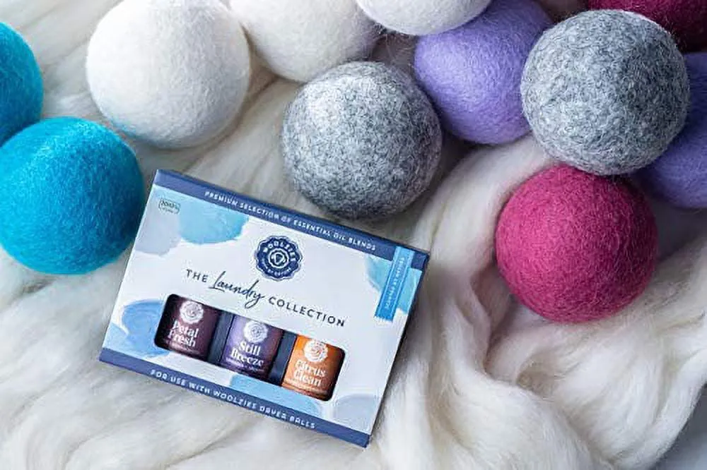 Woolzies Laundry Collection Essential Oil Set | 100% Pure Therapeutic Grade Aromatherapy Oil | Use with Wool Dryer Balls or Oil Diffuser | Gift Set includes Pure Fresh, Still Breeze, Citrus Clean