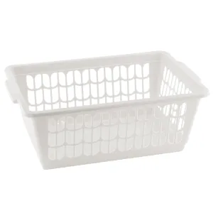 YBM Home Plastic Storage Basket Bin and Drawer Organizer, 11.5” x 8” White