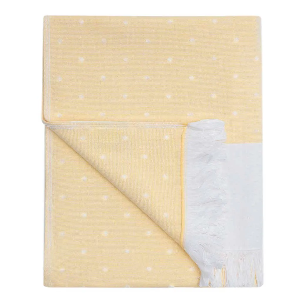 Yellow Dot Fouta Towel Essentials Bundle (2 Wash   2 Hand   2 Bath Towels)