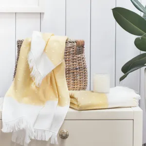 Yellow Dot Fouta Towel Essentials Bundle (2 Wash   2 Hand   2 Bath Towels)