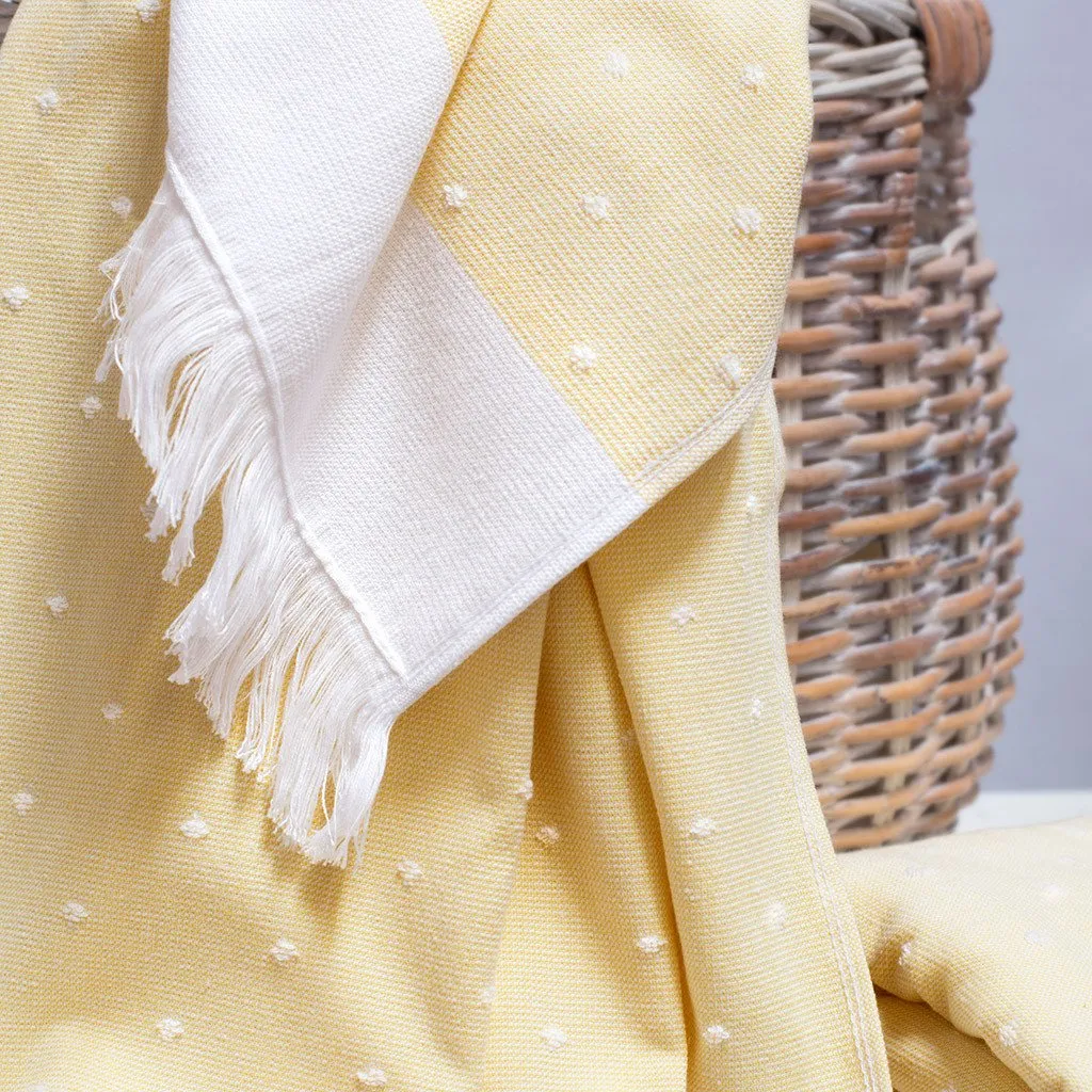 Yellow Dot Fouta Towel Essentials Bundle (2 Wash   2 Hand   2 Bath Towels)